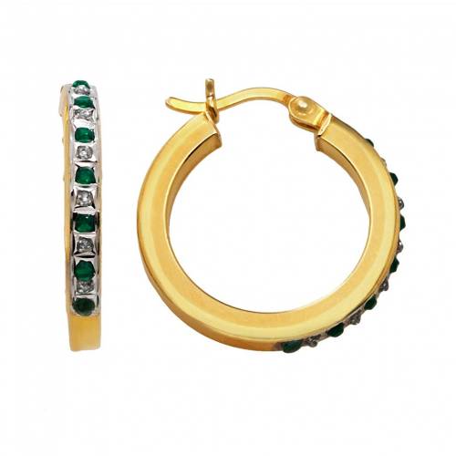 ダイヤモンド フープ イヤリング 黄色 イエロー 【 DIAMOND FASCINATION 18K GOLD-OVER-SILVER EMERALD HOOP EARRINGS / YELLOW 】 ジュエリー アクセサリー レディースジュエリー