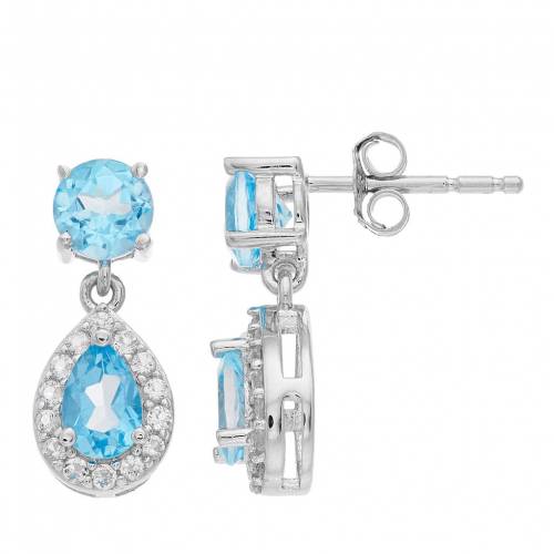 青色 ブルー イヤリング 【 GEMMINDED GENUINE BLUE TOPAZ DROP EARRINGS / STERLING 】 ジュエリー アクセサリー レディースジュエリー｜スニケス 43,620円