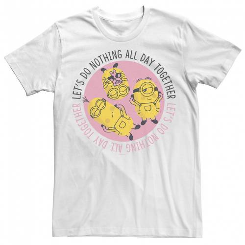 キャラクター Tシャツ 白色 ホワイト LET'S 【 LICENSED CHARACTER MINIONS DO NOTHING ALL DAY TOGETHER CIRCLE PORTRAIT TEE / WHITE 】 メンズファッション トップス カットソー｜スニケス