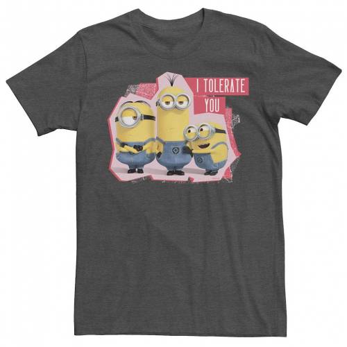 キャラクター Tシャツ チャコール ヘザー VALENTINE'S 【 LICENSED CHARACTER MINIONS I TOLERATE YOU DISTRESSED DAY CARD TEE / CHARCOAL HEATHER 】 メンズファッション トップス カットソー 13,500円