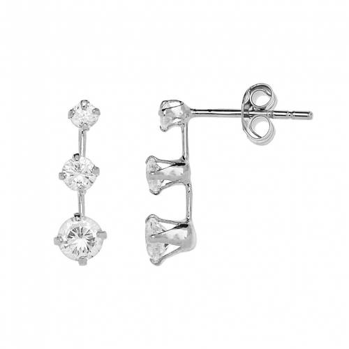 銀色 シルバー イヤリング 灰色 グレー 【 PRIMROSE STERLING SILVER CUBIC ZIRCONIA GRADUATED DROP EARRINGS / GREY 】 ジュエリー アクセサリー レディースジュエリー 14,976円