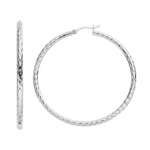 プラチナム 銀色 シルバー フープ イヤリング 灰色 グレー 【 UNBRANDED PLATINUM OVER SILVER TEXTURED HOOP EARRINGS / GREY 】 ジュエリー アクセサリー レディースジュエリー｜スニケス