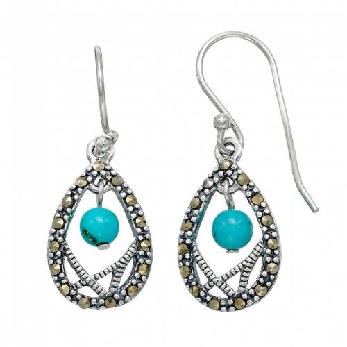 銀色 シルバー イヤリング ?STERLING & 【 TORI HILL SILVER SIMULATED TURQUOISE MARCASITE TEARDROP EARRINGS / MULTI NONE 】 ジュエリー アクセサリー レディースジュエリー