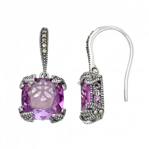 銀色 シルバー イヤリング & 【 LAVISH BY TJM STERLING SILVER LAB-CREATED AMETHYST MARCASITE DROP EARRINGS / MULTI NONE 】 ジュエリー アクセサリー レディースジュエリー｜スニケス