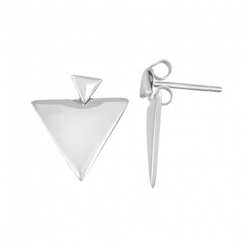 銀色 シルバー イヤリング 灰色 グレー 【 UNBRANDED STERLING SILVER FRONT-BACK TRIANGLE DROP EARRINGS / GREY 】 ジュエリー アクセサリー レディースジュエリー