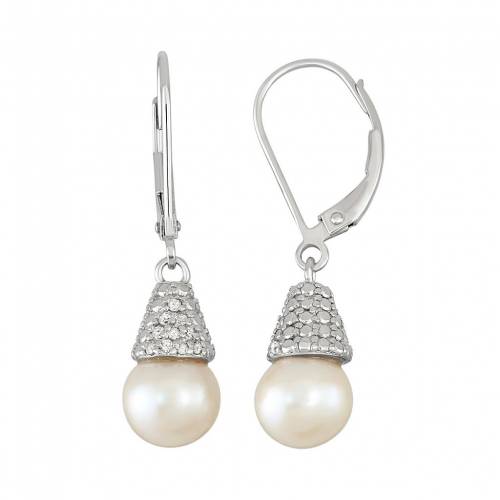 パール ダイヤモンド 銀色 シルバー イヤリング 白色 ホワイト & T.W. 【 UNBRANDED FRESHWATER CULTURED PEARL 1/10 CARAT DIAMOND STERLING SILVER DROP EARRINGS / WHITE 】 ジュエリー アクセサリー レディースジュエリ|スニケス