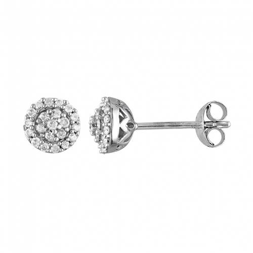 ダイヤモンド 銀色 シルバー イヤリング 白色 ホワイト T.W. 【 UNBRANDED 1/4 CARAT DIAMOND STERLING SILVER HALO CLUSTER STUD EARRINGS / WHITE 】 ジュエリー アクセサリー レディースジュエリー|スニケス