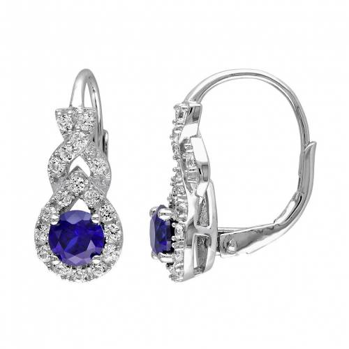 青色 ブルー 白色 ホワイト 銀色 シルバー イヤリング & 【 STELLA GRACE LAB-CREATED BLUE WHITE SAPPHIRE STERLING SILVER TWIST DROP EARRINGS / 】 ジュエリー アクセサリー レディースジュエリー