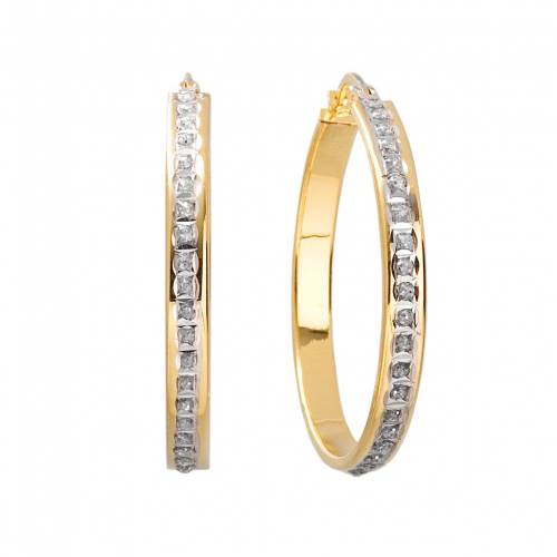 ダイヤモンド ゴールド 銀色 シルバー フープ イヤリング 黄色 イエロー 【 UNBRANDED DIAMOND MYSTIQUE 18K GOLD OVER SILVER HOOP EARRINGS / YELLOW 】 ジュエリー アクセサリー レディースジュエリー