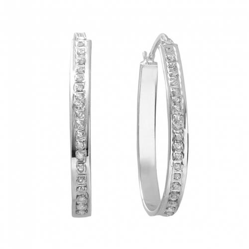 ダイヤモンド プラチナム 銀色 シルバー フープ イヤリング 白色 ホワイト 【 UNBRANDED DIAMOND MYSTIQUE PLATINUM OVER SILVER PEAR HOOP EARRINGS / WHITE 】 ジュエリー アクセサリー レディースジュエリー|スニケス