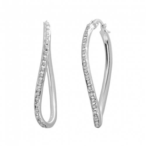 ダイヤモンド プラチナム 銀色 シルバー フィギュア フープ イヤリング 白色 ホワイト 【 UNBRANDED DIAMOND MYSTIQUE PLATINUM OVER SILVER FIGURE 8 HOOP EARRINGS / WHITE 】 ジュエリー アクセサリー レディース