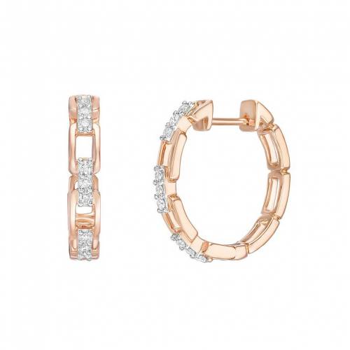 ローズ ゴールド ダイヤモンド フープ イヤリング T.W. 【 GEMMINDED 10K ROSE GOLD 1/4 CARAT DIAMOND LINK HOOP EARRINGS / 10K ROSE GOLD 】 ジュエリー アクセサリー レディースジュエリー｜スニケス 114,150円