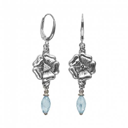 銀色 シルバー 青色 ブルー ダイヤモンド イヤリング & 【 LOVE ALWAYS STERLING SILVER BLUE TOPAZ DIAMOND ACCENT FLOWER LINEAR DROP EARRINGS / NONE 】 ジュエリー アクセサリー レディースジュエリー|スニケス
