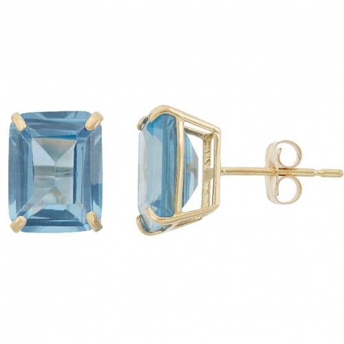 ゴールド アクアマリン イヤリング 【 DESIGNS BY GIOELLI 10K GOLD LAB-CREATED AQUAMARINE EMERALD CUT SOLITAIRE STUD EARRINGS / 10K GOOLD 】 ジュエリー アクセサリー レディースジュエリー