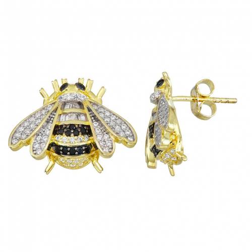 ゴールド 銀色 シルバー 白色 ホワイト イヤリング 【 DESIGNS BY GIOELLI 14K GOLD OVER SILVER LAB-CREATED WHITE SAPPHIRE BEE EARRINGS / STERLING SILVER 】 ジュエリー アクセサリー レディースジュエリー|スニケス