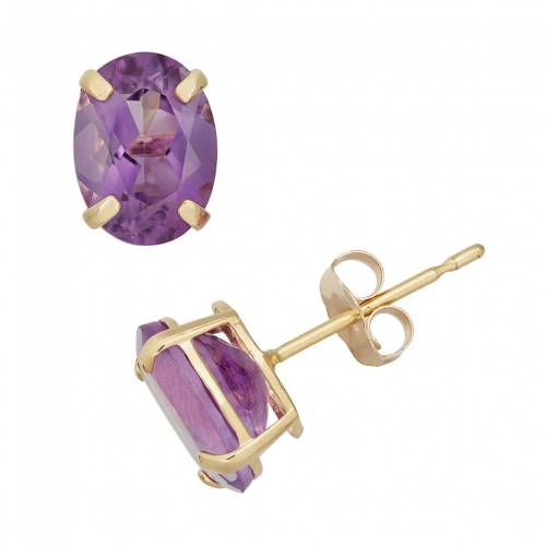 ゴールド イヤリング 紫 パープル 【 DESIGNS BY GIOELLI AMETHYST 10K GOLD OVAL STUD EARRINGS / PURPLE 】 ジュエリー アクセサリー レディースジュエリー
