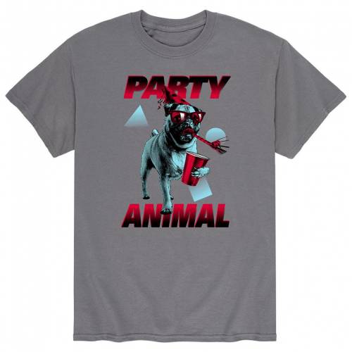 Licensed Character キャラクター Tシャツ 灰色 グレー メンズ Licensed Character Party Pug Tee Grey Bouncesociety Com