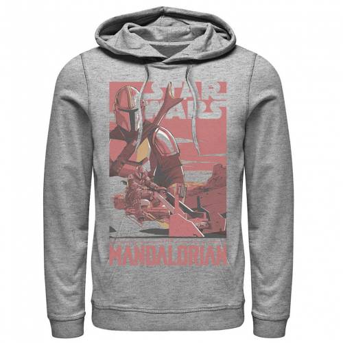 キャラクター 赤 レッド フーディー パーカー ヘザー スターウォーズ 【 LICENSED CHARACTER STAR WARS THE MANDALORIAN RED HUE POSTER HOODIE / ATHLETIC HEATHER 】 メンズファッション トップス スウェット トレー｜スニケス