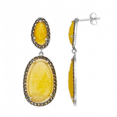 銀色 シルバー 黄色 イエロー イヤリング 【 LAVISH BY TJM STERLING SILVER YELLOW QUARTZITE OVAL DROP EARRINGS / STERLING SILVER 】 ジュエリー アクセサリー レディースジュエリー