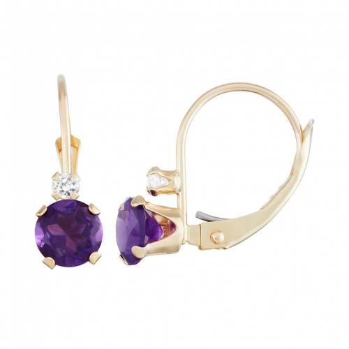 ゴールド 白色 ホワイト イヤリング 紫 パープル & 【 UNBRANDED DESIGNS BY GIOELLI 10K GOLD ROUND-CUT AMETHYST WHITE ZIRCON LEVERBACK EARRINGS / PURPLE 】 ジュエリー アクセサリー レディースジュエリー