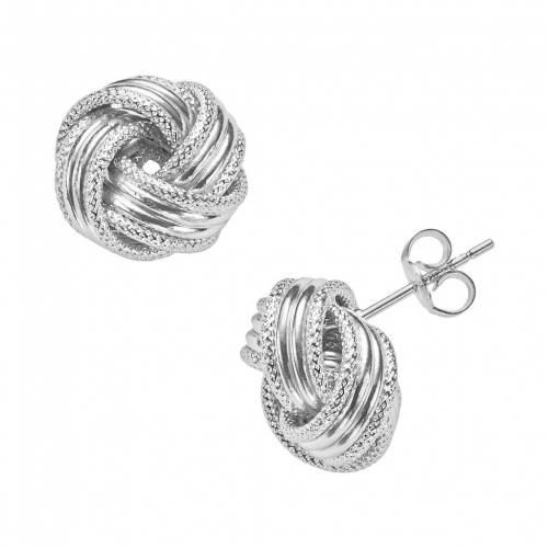 青色 ブルー 白色 ホワイト ゴールド イヤリング 【 UNBRANDED JORDAN BLUE 14K WHITE GOLD TEXTURED LOVE KNOT STUD EARRINGS / 14K WHITE GOLD 】 ジュエリー アクセサリー レディースジュエリー|スニケス