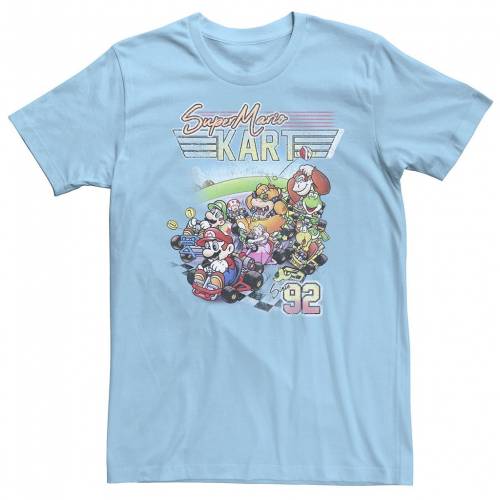 キャラクター Tシャツ 青色 ブルー '92 【 LICENSED CHARACTER NINTENDO MARO KART GROUP COLLAGE TEE / LIGHT BLUE 】 メンズファッション トップス カットソー｜スニケス