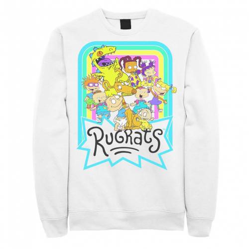 53 Off ファッションブランド メンズ カジュアル ファッション キャラクター 虹色 レインボー スウェットシャツ White トレーナー Rugrats 白色 ホワイト メンズ Licensed Character Nickelodeon Rugrats Neon Rainbow Reptar And Friends Sweatshirt White