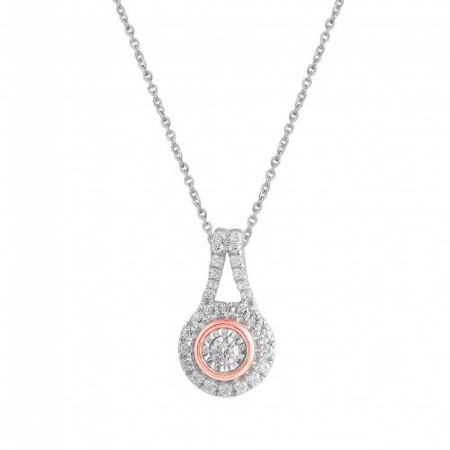 オーラ 銀色 シルバー ダイヤモンド ネックレス T.W. 【 ROYAL AURA TWO TONE STERLING SILVER 1/5 CARAT DIAMOND PENDANT NECKLACE / TWO TONE 】 ジュエリー アクセサリー レディースジュエリー ペンダント｜スニケス