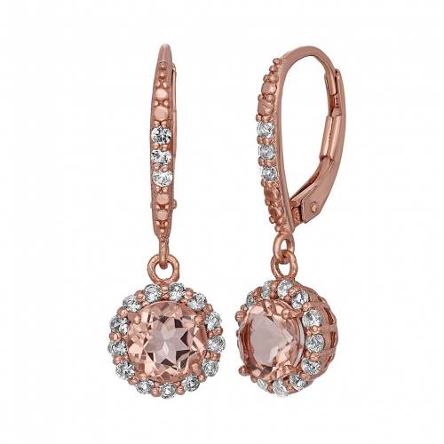 白色 ホワイト ローズ ゴールド 銀色 シルバー イヤリング 【 BRILLIANCE IN MOTION DESIGNS BY GIOELLI SIMULATED MORGANITE AND LAB-CREATED WHITE SAPPHIRE 14K ROSE GOLD OVER SILVER HALO DROP EARRINGS / MULTI 】 ジュエリー アク｜スニケス
