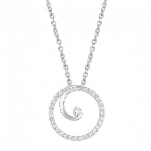 オーラ 銀色 シルバー ダイヤモンド ネックレス T.W. 【 ROYAL AURA STERLING SILVER 1/5 CARAT DIAMOND CIRCLE SWIRL PENDANT NECKLACE / 】 ジュエリー アクセサリー レディースジュエリー ペンダント｜スニケス