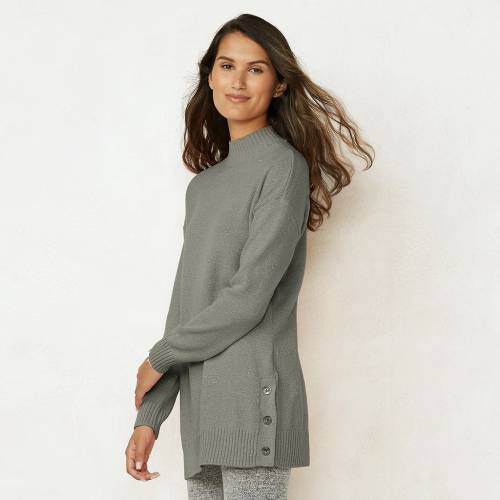 アウトレット送料無料 Lc Lauren Conrad トレーナー Lc Lauren Conrad Sideplacket Mockneck Tunic Sweater Smoky Slate レディースファッション トップス ニット セーター 内祝い Sipp Ptun Jambi Go Id