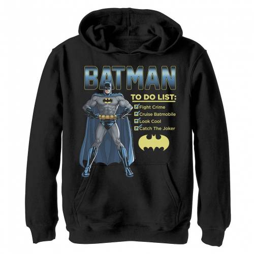 本店は 楽天市場 Licensed Character キャラクター ディーシー コミックス フーディー パーカー 黒色 ブラック Dc Licensed Character Comics Batman To Do Check List Hoodie Black キッズ ベビー マタニティ トップス スウ スニケス 今月限定 特別大特価