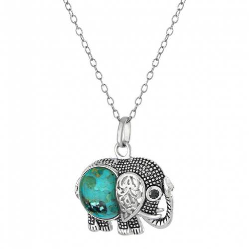 銀色 シルバー エレファント ネックレス 【 ATHRA NJ INC STERLING SILVER TURQUOISE BEADED ELEPHANT PENDANT NECKLACE / 】 ジュエリー アクセサリー レディースジュエリー ペンダント