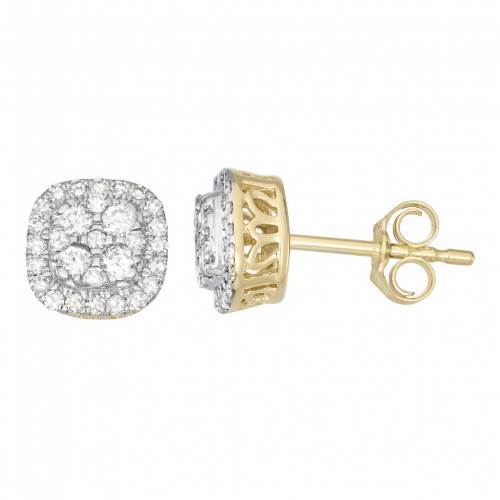 ゴールド ダイヤモンド イヤリング T.W. 【 UNBRANDED 14K GOLD 1/2 CARAT DIAMOND CLUSTER STUD EARRINGS / 10K GOLD 】 ジュエリー アクセサリー レディースジュエリー｜スニケス