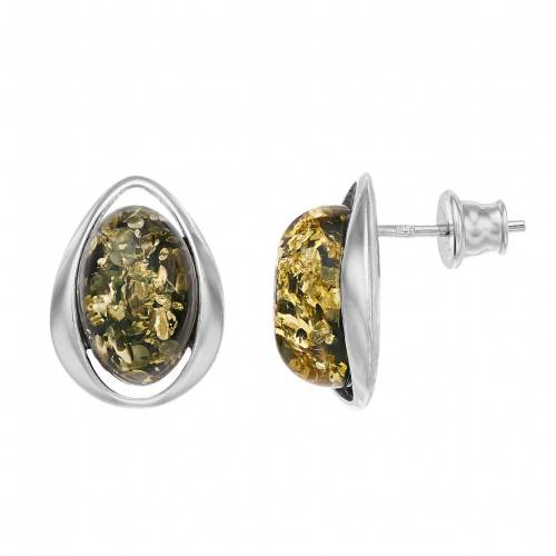 銀色 シルバー 緑 グリーン イヤリング 【 UNBRANDED STERLING SILVER GREEN AMBER OVAL STUD EARRINGS / 】 ジュエリー アクセサリー レディースジュエリー