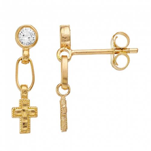 銀色 シルバー 白色 ホワイト イヤリング 【 KRISTEN KESHO STERLING SILVER LAB-CREATED WHITE SAPPHIRE DANGLE CROSS DROP EARRINGS / 】 ジュエリー アクセサリー レディースジュエリー|スニケス