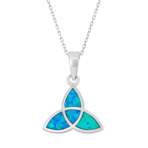 青色 ブルー 銀色 シルバー ネックレス 【 UNBRANDED LAB-CREATED BLUE OPAL STERLING SILVER CELTIC KNOT PENDANT NECKLACE / 】 ジュエリー アクセサリー レディースジュエリー ペンダント