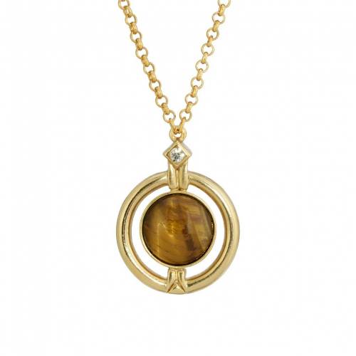 ゴールド ネックレス 【 1928 GOLD TONE ROUND STONE PENDANT NECKLACE / 】 ジュエリー アクセサリー レディースジュエリー ペンダント|スニケス