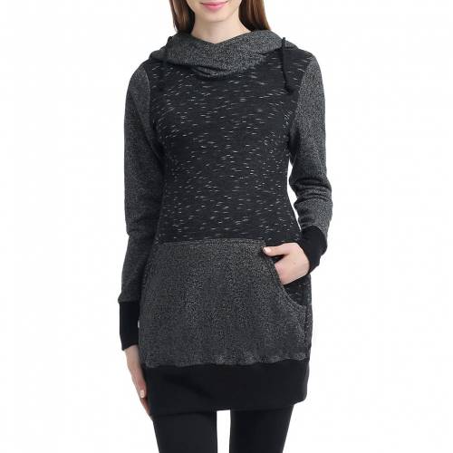 さあ美 フーディー パーカー 黒いこと 黒いこと 【 POKKORI MATERNITY WRAP COLLAR HOODIE / BLACK 】 レディース流行り物 トップス 汗水 調教師