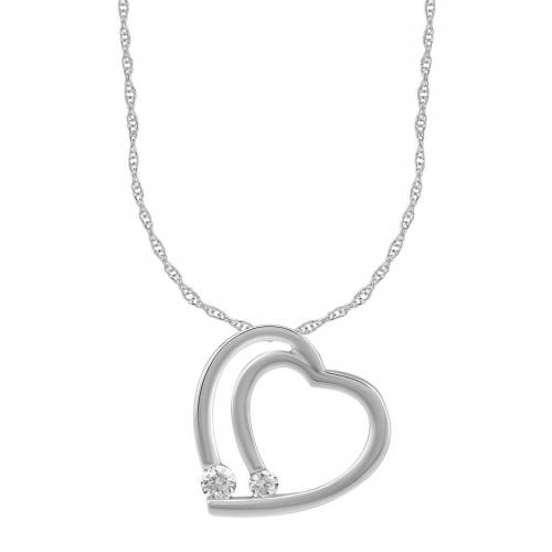 白色 ホワイト ゴールド ダイヤモンド ネックレス T.W. 【 ARCTIC CLEAR 14K WHITE GOLD 1/6 CARAT ROUND CUT LAB-GROWN DIAMOND DOUBLE HEART PENDANT NECKLACE / 14K WHITE GOLD 】 ジュエリー アクセサリー レディースジュエ｜スニケス