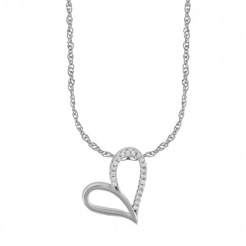 白色 ホワイト ゴールド ダイヤモンド ネックレス T.W. 【 ARCTIC CLEAR 14K WHITE GOLD 1/5 CARAT ROUND CUT LAB-GROWN DIAMOND HEART PENDANT NECKLACE / 14K WHITE GOLD 】 ジュエリー アクセサリー レディースジュエリー