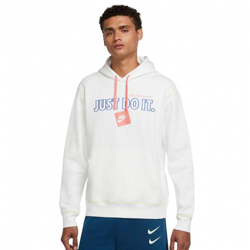 ナイキ フリース フーディー パーカー 白 白人種 大きめ メンズ Nike Just Do It Pullover Fleece Hoodie White Ice Org Br