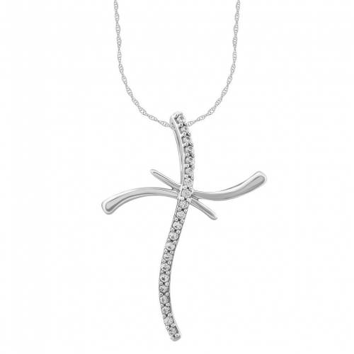 白色 ホワイト ゴールド ダイヤモンド ネックレス T.W. 【 ARCTIC CLEAR 14K WHITE GOLD 1/5 CARAT ROUND CUT LAB-GROWN DIAMOND CROSS PENDANT NECKLACE / 14K WHITE GOLD 】 ジュエリー アクセサリー レディースジュエリー