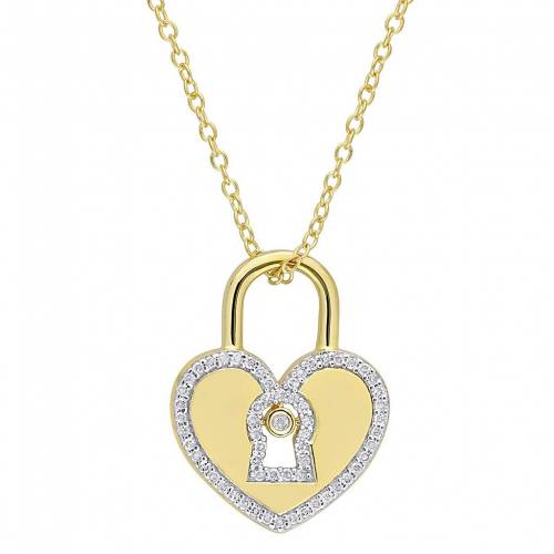 ゴールド 銀色 シルバー ダイヤモンド ネックレス T.W. 【 STELLA GRACE 18K GOLD OVER STERLING SILVER 1/5 CARAT DIAMOND HEART LOCKED PENDANT NECKLACE / 】 ジュエリー アクセサリー レディースジュエリー ペンダント