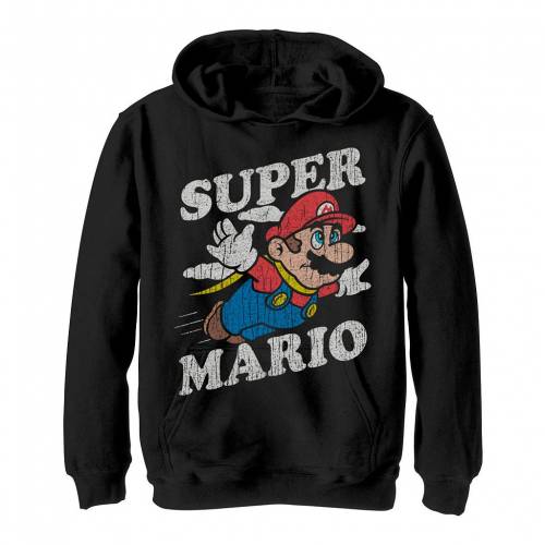 堅実な究極の ファッションブランド カジュアル Mario パーカー ブラック フーディー キャラクター ファッション キッズ ジュニア Hoodie 黒色 Character クラシック Licensed Nintendo Super Mario Distressed Classic Flying Hoodie Black スニケス 海外