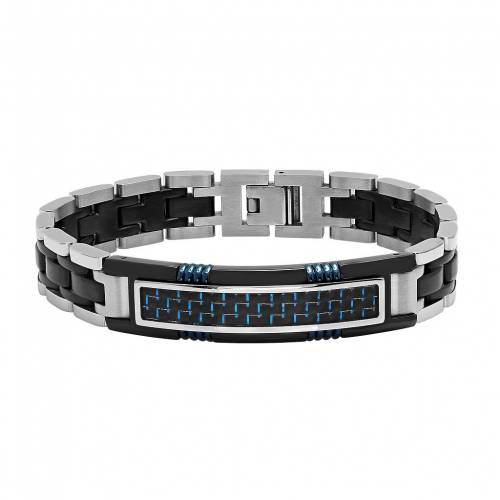 ステンレス 銀色 スチール ブレスレット 【 UNBRANDED STAINLESS STEEL TRIPLE TONE ID BRACELET / 】 ジュエリー アクセサリー メンズジュエリー