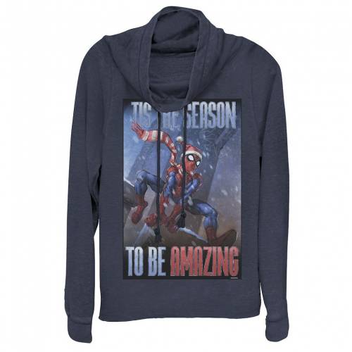 キャラクター 紺色 ネイビー Tis ジュニア キッズ Licensed Character Marvel Spiderman The Season To Be Amazing Cowl Neck Pullover Navy Sermus Es