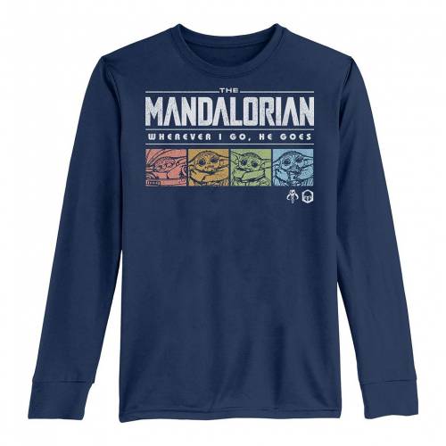 キャラクター ロゴ Tシャツ 紺色 ネイビー スターウォーズ ジュニア キッズ Licensed Character The Mandalorian Child Aka Yoda Retro Pop Logo Tee Navy Cdm Co Mz