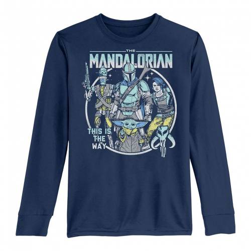 キャラクター クルー アート Tシャツ 紺色 ネイビー スターウォーズ ジュニア キッズ Licensed Character The Mandalorian Crew Pop Art Tee Navy Cdm Co Mz