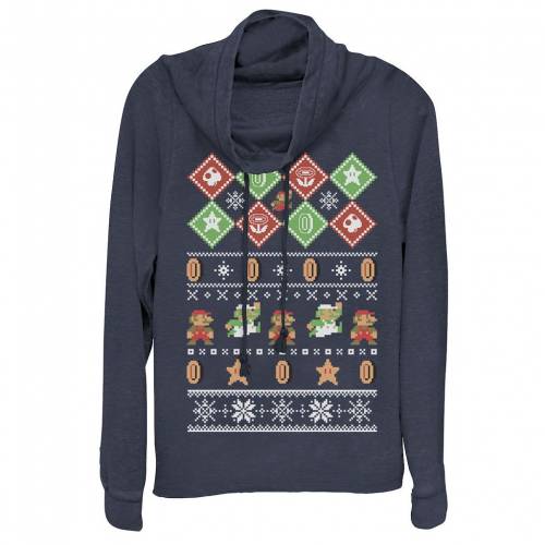 キャラクター ニット トレーナー フーディー パーカー 紺色 ネイビー Bros ジュニア キッズ Licensed Character Super Mario Pixelated Knit Style Sweater Hoodie Navy Cdm Co Mz